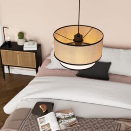 GoodHome Kinglet White, Natural & Black Round Lamp Shade (D)30Cm - thumbnail 7