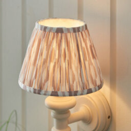 Luminosa Lighting Luminosa Carnaby Satin Almond White Paint Wall Light With Neutral Print Fabric Ikat Shade 20Cm B22 - thumbnail 4
