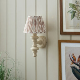 Luminosa Lighting Luminosa Carnaby Satin Almond White Paint Wall Light With Neutral Print Fabric Ikat Shade 20Cm B22 - thumbnail 3