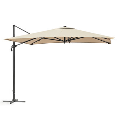 Living And Home 3M Large Square Canopy Rotatable Tilting Garden Rome Umbrella Cantilever Parasol With Cross Base, Beige - image 1