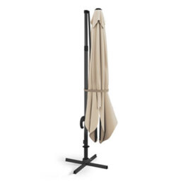 Living And Home 3M Large Square Canopy Rotatable Tilting Garden Rome Umbrella Cantilever Parasol With Cross Base, Beige - thumbnail 4