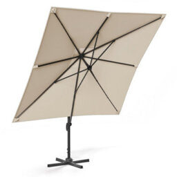 Living And Home 3M Large Square Canopy Rotatable Tilting Garden Rome Umbrella Cantilever Parasol With Cross Base, Beige - thumbnail 3