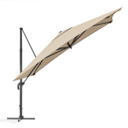 Living And Home 3M Large Square Canopy Rotatable Tilting Garden Rome Umbrella Cantilever Parasol With Cross Base, Beige - thumbnail 2