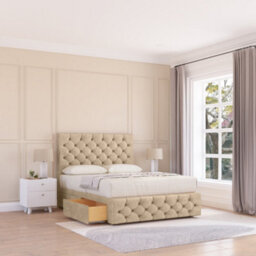 "Sloomy 2Ft6 Watson Divan Bed Base Almond Coinston ,2 Drawers, 12"" Footboard & 26"" Struts Headboard - Small Single" - thumbnail 1