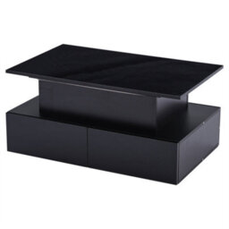 Btm Black Led High Gloss Coffee Table With Lift Top And 4 Drawers Rectangular Wooden Storage Table - thumbnail 8