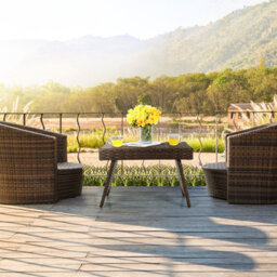 Costway Wicker Coffee Table  Folding Outdoor Patio Rattan Side Table - thumbnail 8