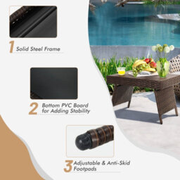 Costway Wicker Coffee Table  Folding Outdoor Patio Rattan Side Table - thumbnail 7