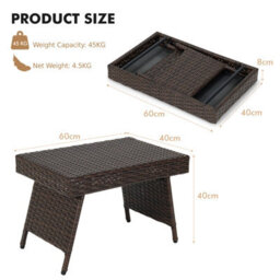 Costway Wicker Coffee Table  Folding Outdoor Patio Rattan Side Table - thumbnail 2