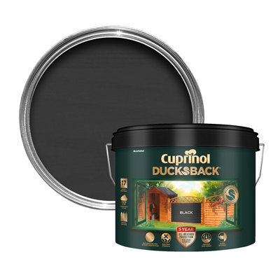 Cuprinol Ducksback Black Matt Multi-Surface Exterior Shed & Fence Treatment Wood Paint, 9L Tin - image 1