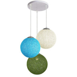Ledsone Modern 20Cm Ceiling Pendant 3 Light Shade,height Adjustable Hanging Pendant Light For Home Decor Blue, White & Green