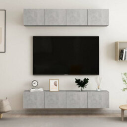 Berkfield Tv Cabinets 4 Pcs Concrete Grey 80X30X30 Cm Engineered Wood - thumbnail 1