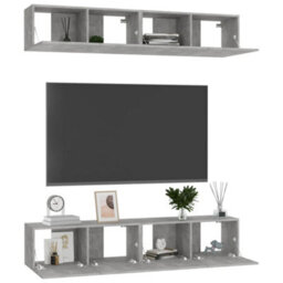 Berkfield Tv Cabinets 4 Pcs Concrete Grey 80X30X30 Cm Engineered Wood - thumbnail 3