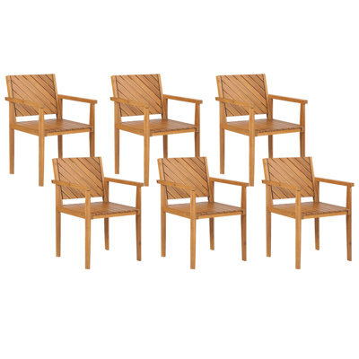 Beliani Set Of 6 Garden Chairs Baratti Acacia Wood Brown - image 1