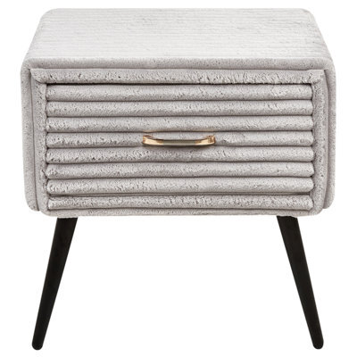 Wyld and Coco Luxenest Bedside Table In Light Grey Jumbo Corduroy - 1 Drawer Nightstand, W46 X D38 X H49Cm - image 1