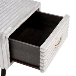 Wyld and Coco Luxenest Bedside Table In Light Grey Jumbo Corduroy - 1 Drawer Nightstand, W46 X D38 X H49Cm - thumbnail 8