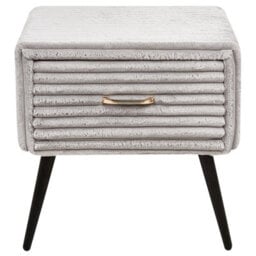 Wyld and Coco Luxenest Bedside Table In Light Grey Jumbo Corduroy - 1 Drawer Nightstand, W46 X D38 X H49Cm - thumbnail 1