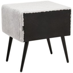 Wyld and Coco Luxenest Bedside Table In Light Grey Jumbo Corduroy - 1 Drawer Nightstand, W46 X D38 X H49Cm - thumbnail 7