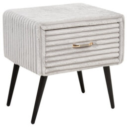 Wyld and Coco Luxenest Bedside Table In Light Grey Jumbo Corduroy - 1 Drawer Nightstand, W46 X D38 X H49Cm - thumbnail 5