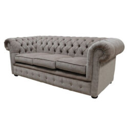 Chesterfield Handmade 3 Seater Sofa Settee Pimlico Mink Brown Fabric In Classic Style - thumbnail 2