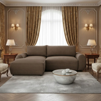 Bello Corner Sofa Bed Stylish Storage Equipped Contoured For Comfort Versatile Sleep Function For Modern Living Spaces Brown Left - image 1