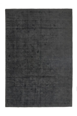 Dark Grey Modern Plain Rug, Handmade Rug, Easy To Clean Rug For Bedroom, Living Room, & Dining Room-200Cm (Circle) - image 1