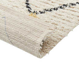 Beliani Aurora Home Beige Cotton Area Rug 140 X 200 Cm Hand-Tufted Low Pile Geometric For Living Room And Bedroom - thumbnail 5