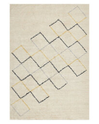 Beliani Aurora Home Beige Cotton Area Rug 140 X 200 Cm Hand-Tufted Low Pile Geometric For Living Room And Bedroom - thumbnail 1