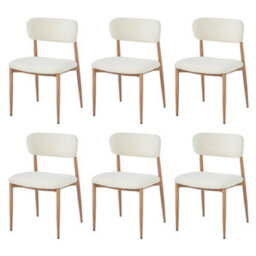 Modernluxe Set Of 6 Metal Chairs, Dining Chairs, Suitable For Homes, Restaurants, Living Rooms, And Cafes, Bouclé, Natural - thumbnail 3