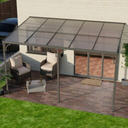 Aluminium Lean To Pergola Carport With Tinted Polycarbonate Roof, Grey, 3.0X4.5M - thumbnail 5