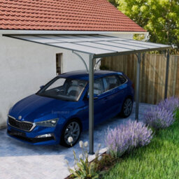 Aluminium Lean To Pergola Carport With Tinted Polycarbonate Roof, Grey, 3.0X4.5M - thumbnail 2