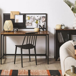Beliani Desk - Black Frame With Dark Wood Top And Integrated Memo Boards, 60 X 118 Cm - thumbnail 2