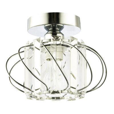 Happy Homewares Modern Polished Chrome Ceiling Light Fitting With Clear Crystal Glass - image 1