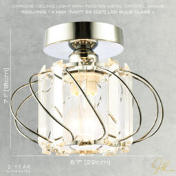 Happy Homewares Modern Polished Chrome Ceiling Light Fitting With Clear Crystal Glass - thumbnail 7