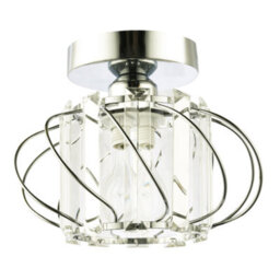 Happy Homewares Modern Polished Chrome Ceiling Light Fitting With Clear Crystal Glass - thumbnail 1