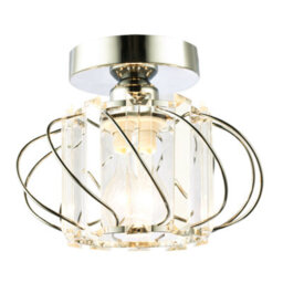 Happy Homewares Modern Polished Chrome Ceiling Light Fitting With Clear Crystal Glass - thumbnail 2
