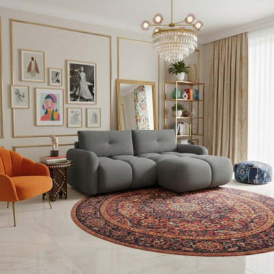 Sandy L Shaped Upholstered Corner Sofa Reversible Comfortable Pull-Out Couch For Living Room Grey - image 1