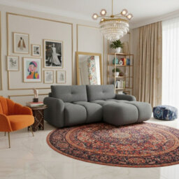 Sandy L Shaped Upholstered Corner Sofa Reversible Comfortable Pull-Out Couch For Living Room Grey - thumbnail 1