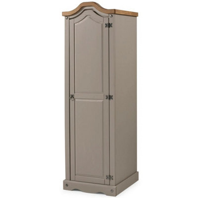 Wardrobe 1 Door Arch Top Grey Solid Wood Mexican Pine Wooden Single Robe - image 1