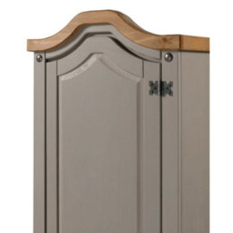 Wardrobe 1 Door Arch Top Grey Solid Wood Mexican Pine Wooden Single Robe - thumbnail 3