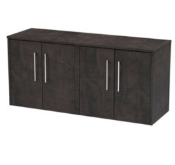 Hudson Reed Juno Wall Hung 4 Soft Close Door Vanity Unit With Colour Match Worktop In Metallic Slate Finish, 1200mm - thumbnail 1