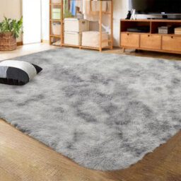 Ameha Luxury Living Room Master Bedroom Anti Slip Soft Shaggy Fluffy Rugs Tye Dye Light Grey Area Rug Lounge Carpets- 200X290 Cm - thumbnail 9