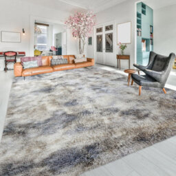 Ameha Luxury Living Room Master Bedroom Anti Slip Soft Shaggy Fluffy Rugs Tye Dye Light Grey Area Rug Lounge Carpets- 200X290 Cm - thumbnail 2
