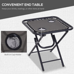 Outsunny 3Pc Zero Gravity Chairs Sun Lounger Table Set W/ Cup Holders Dark Grey - thumbnail 5