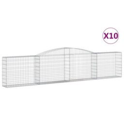 Berkfield Arched Gabion Baskets 10 Pcs 400X30X80/100 Cm Galvanised Iron - thumbnail 2