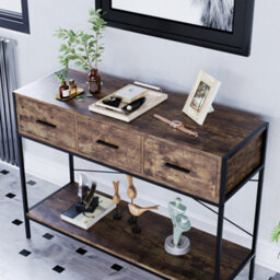 Lassic Vida Designs Brooklyn Dark Wood 3 Drawer Console Table With Undershelf - thumbnail 3
