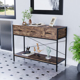 Lassic Vida Designs Brooklyn Dark Wood 3 Drawer Console Table With Undershelf - thumbnail 1