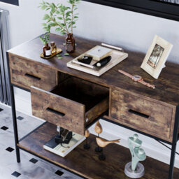 Lassic Vida Designs Brooklyn Dark Wood 3 Drawer Console Table With Undershelf - thumbnail 7