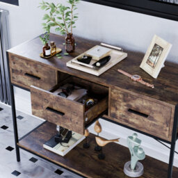 Lassic Vida Designs Brooklyn Dark Wood 3 Drawer Console Table With Undershelf - thumbnail 6