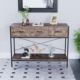 Lassic Vida Designs Brooklyn Dark Wood 3 Drawer Console Table With Undershelf - thumbnail 5