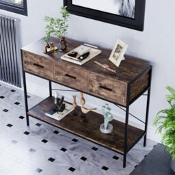Lassic Vida Designs Brooklyn Dark Wood 3 Drawer Console Table With Undershelf - thumbnail 8